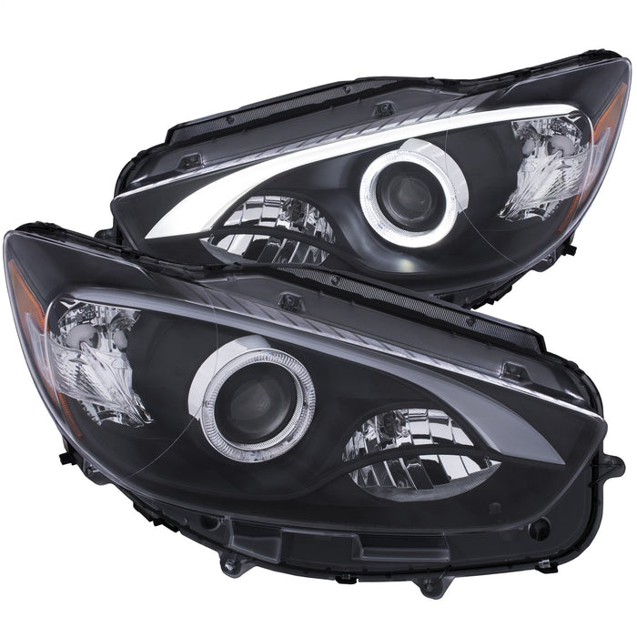 Anzo USA 121520 Projector Headlight Set w/Halo; Black w/Amber; - Truck Part Superstore