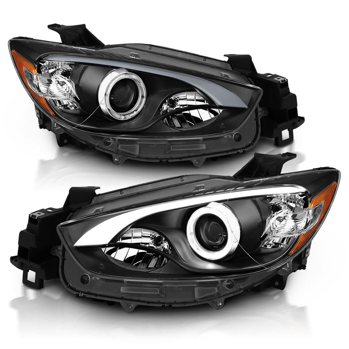 Anzo USA 121520 Projector Headlight Set w/Halo; Black w/Amber; - Truck Part Superstore