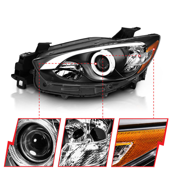 Anzo USA 121520 Projector Headlight Set w/Halo; Black w/Amber; - Truck Part Superstore