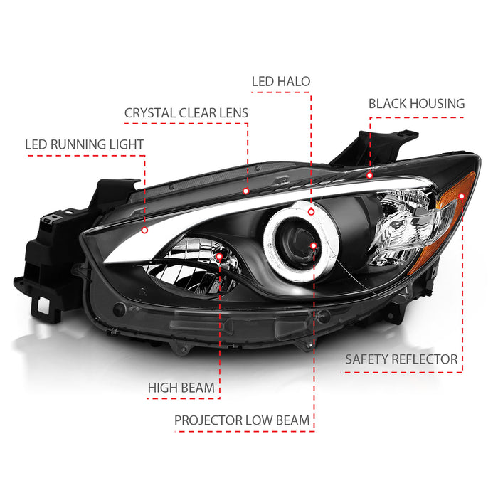 Anzo USA 121520 Projector Headlight Set w/Halo; Black w/Amber; - Truck Part Superstore