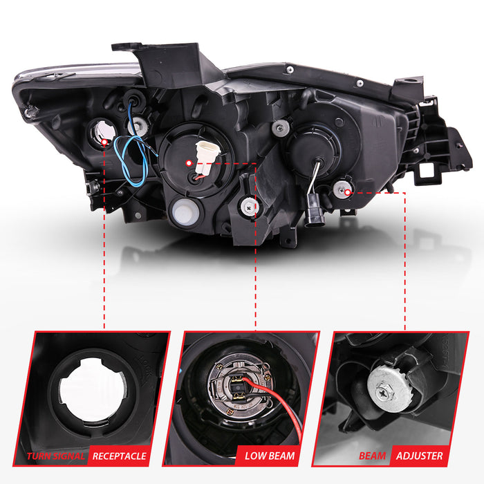 Anzo USA 121520 Projector Headlight Set w/Halo; Black w/Amber; - Truck Part Superstore