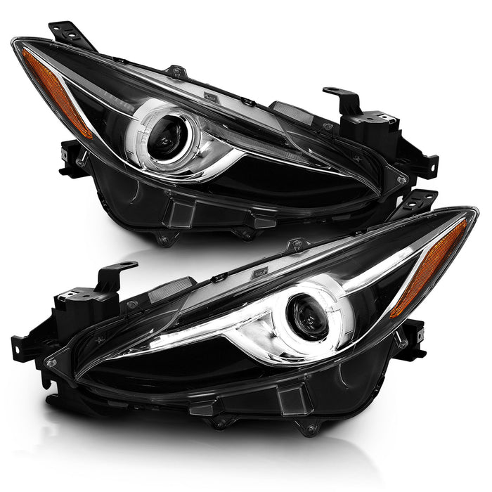 Anzo USA 121522 Projector Headlight Set w/Halo; Black w/Amber; - Truck Part Superstore