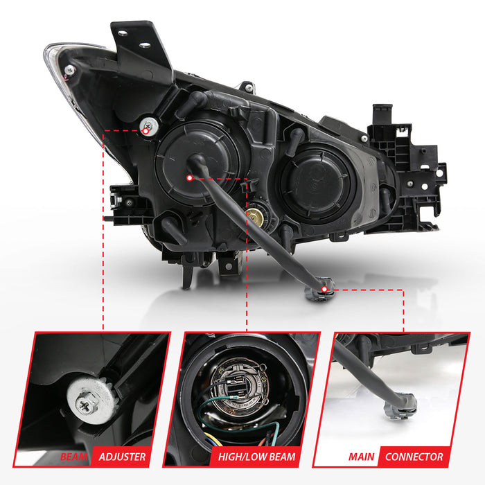 Anzo USA 121522 Projector Headlight Set w/Halo; Black w/Amber; - Truck Part Superstore