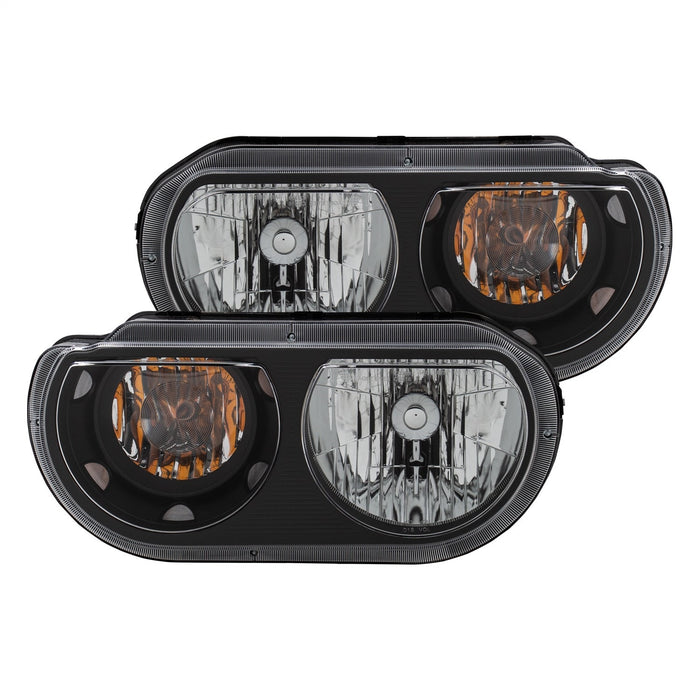 Anzo USA 121526 Crystal Headlight Set; Clear Lens; Black Housing; White/Amber; - Truck Part Superstore