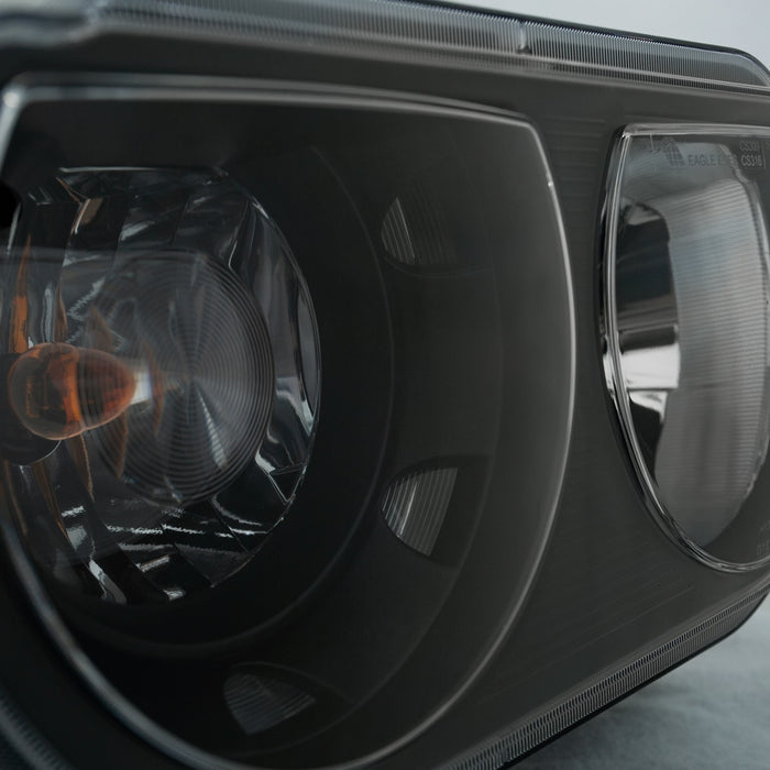 Anzo USA 121526 Crystal Headlight Set; Clear Lens; Black Housing; White/Amber; - Truck Part Superstore