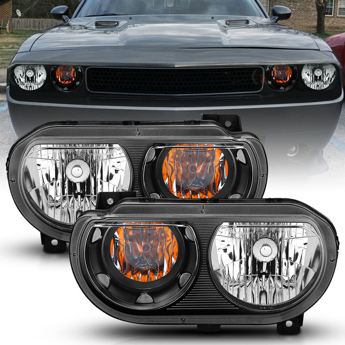 Anzo USA 121526 Crystal Headlight Set; Clear Lens; Black Housing; White/Amber; - Truck Part Superstore