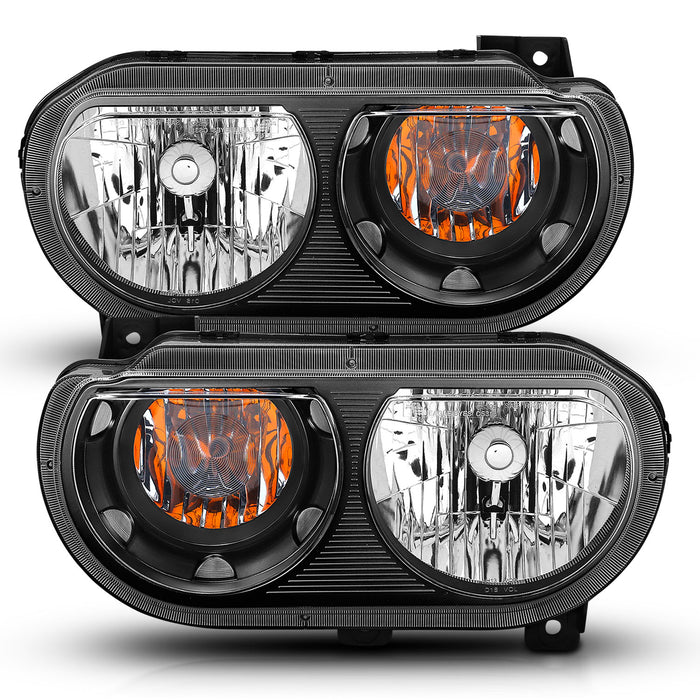 Anzo USA 121526 Crystal Headlight Set; Clear Lens; Black Housing; White/Amber; - Truck Part Superstore