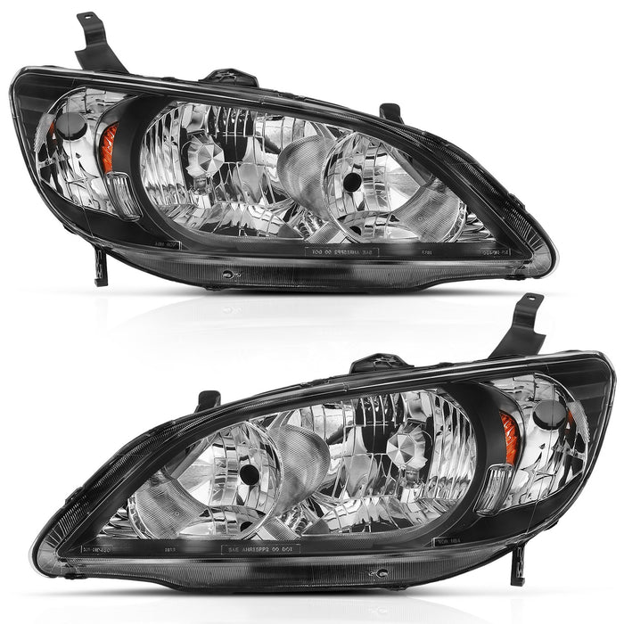 Anzo USA 121535 Crystal Headlight Set; Clear Lens; Black w/Amber Housing; Pair; OE Replacement; - Truck Part Superstore