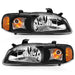 Anzo USA 121536 Crystal Headlight Set; Clear Lens; Black Housing; Amber Reflector; Pair; - Truck Part Superstore
