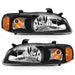 Anzo USA 121536 Crystal Headlight Set; Clear Lens; Black Housing; Amber Reflector; Pair; - Truck Part Superstore