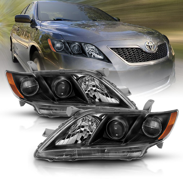 Anzo USA 121539 Projector Headlight Set; Black w/Amber; Pair; - Truck Part Superstore