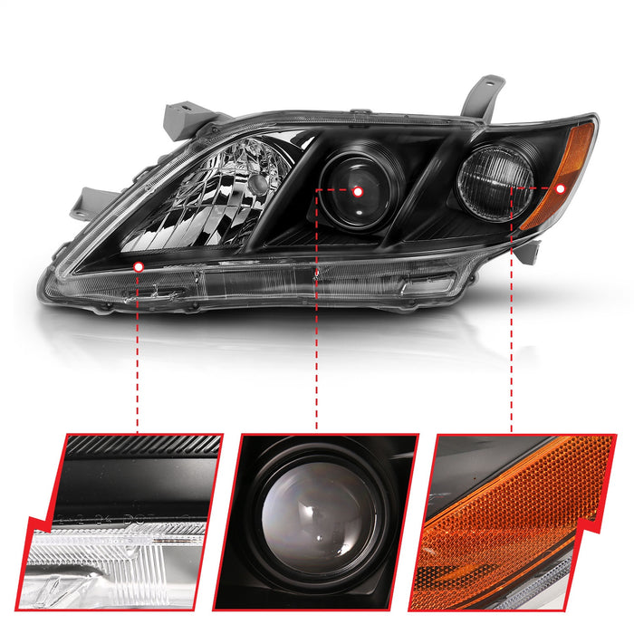 Anzo USA 121539 Projector Headlight Set; Black w/Amber; Pair; - Truck Part Superstore