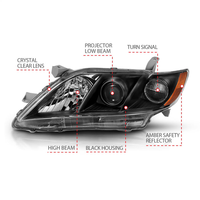 Anzo USA 121539 Projector Headlight Set; Black w/Amber; Pair; - Truck Part Superstore
