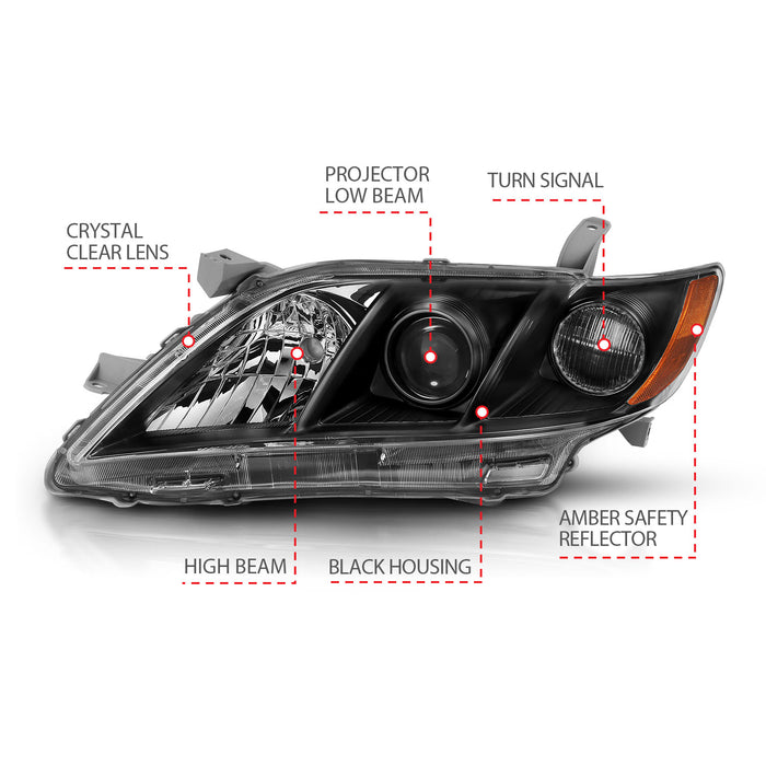 Anzo USA 121539 Projector Headlight Set; Black w/Amber; Pair; - Truck Part Superstore