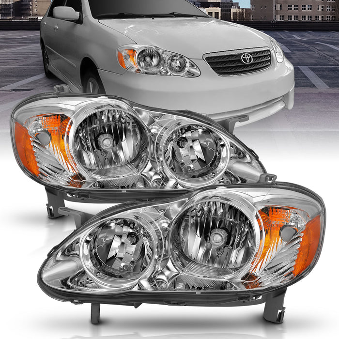 Anzo USA 121540 Crystal Headlight Set; Clear Lens; Chrome w/Amber Housing; Pair; - Truck Part Superstore