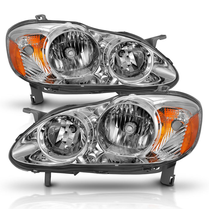 Anzo USA 121540 Crystal Headlight Set; Clear Lens; Chrome w/Amber Housing; Pair; - Truck Part Superstore