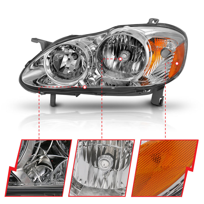 Anzo USA 121540 Crystal Headlight Set; Clear Lens; Chrome w/Amber Housing; Pair; - Truck Part Superstore