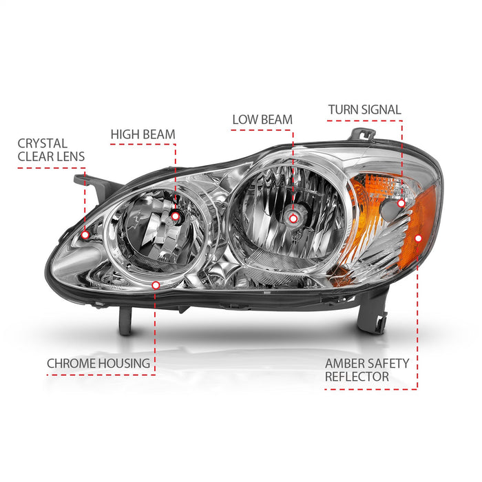 Anzo USA 121540 Crystal Headlight Set; Clear Lens; Chrome w/Amber Housing; Pair; - Truck Part Superstore