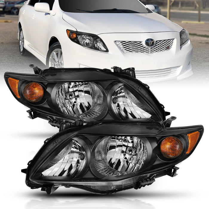 Anzo USA 121541 Crystal Headlight Set; Clear Lens; Black w/Amber Housing; Pair; - Truck Part Superstore