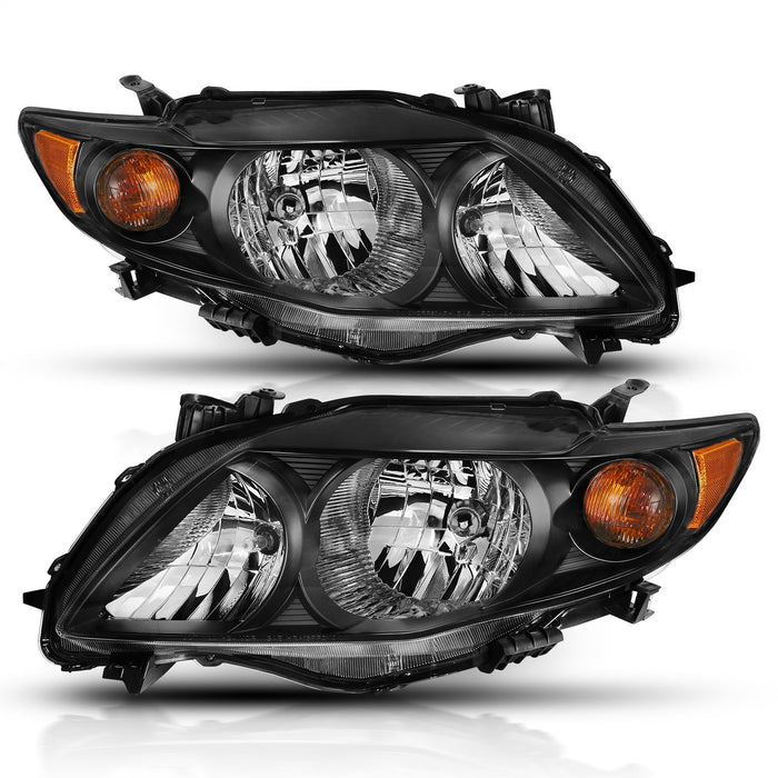 Anzo USA 121541 Crystal Headlight Set; Clear Lens; Black w/Amber Housing; Pair; - Truck Part Superstore