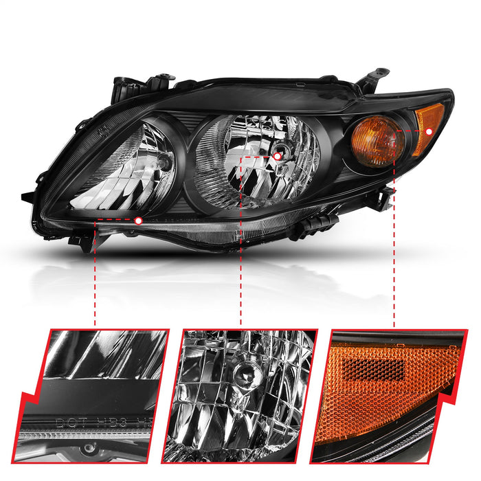 Anzo USA 121541 Crystal Headlight Set; Clear Lens; Black w/Amber Housing; Pair; - Truck Part Superstore