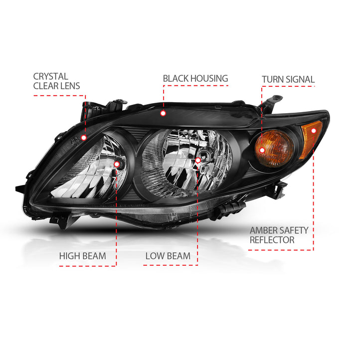Anzo USA 121541 Crystal Headlight Set; Clear Lens; Black w/Amber Housing; Pair; - Truck Part Superstore