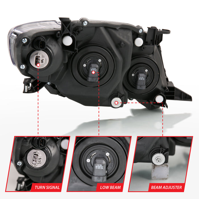 Anzo USA 121541 Crystal Headlight Set; Clear Lens; Black w/Amber Housing; Pair; - Truck Part Superstore