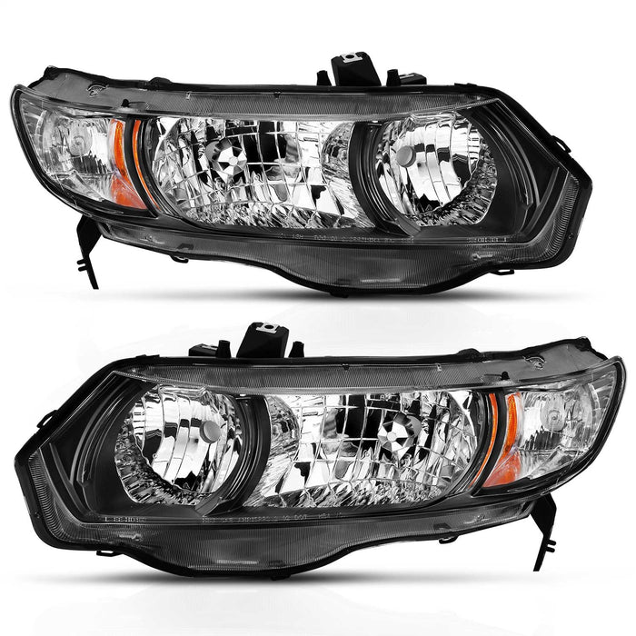 Anzo USA 121546 Crystal Headlight Set; Clear Lens; Black w/Amber Housing; Pair; OE Replacement; - Truck Part Superstore
