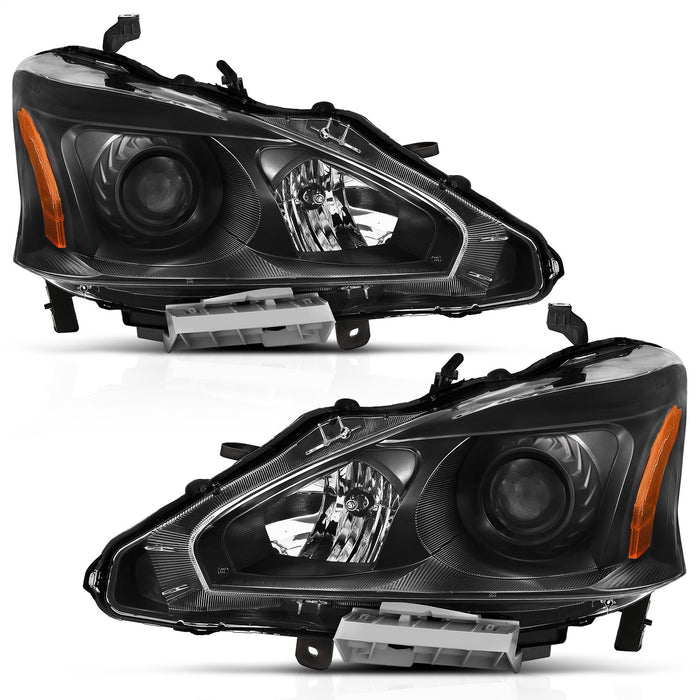 Anzo USA 121549 Projector Headlight Set; Clear Lens; Black w/Amber Housing; Pair; - Truck Part Superstore