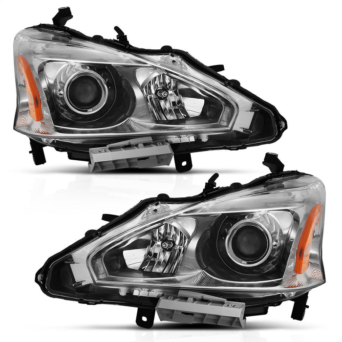 Anzo USA 121550 Projector Headlight Set; Clear Lens; Chrome w/Amber Housing; Pair; - Truck Part Superstore