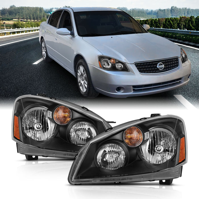 Anzo USA 121552 Crystal Headlight Set; Clear Lens; Black w/Amber Housing; Pair; - Truck Part Superstore