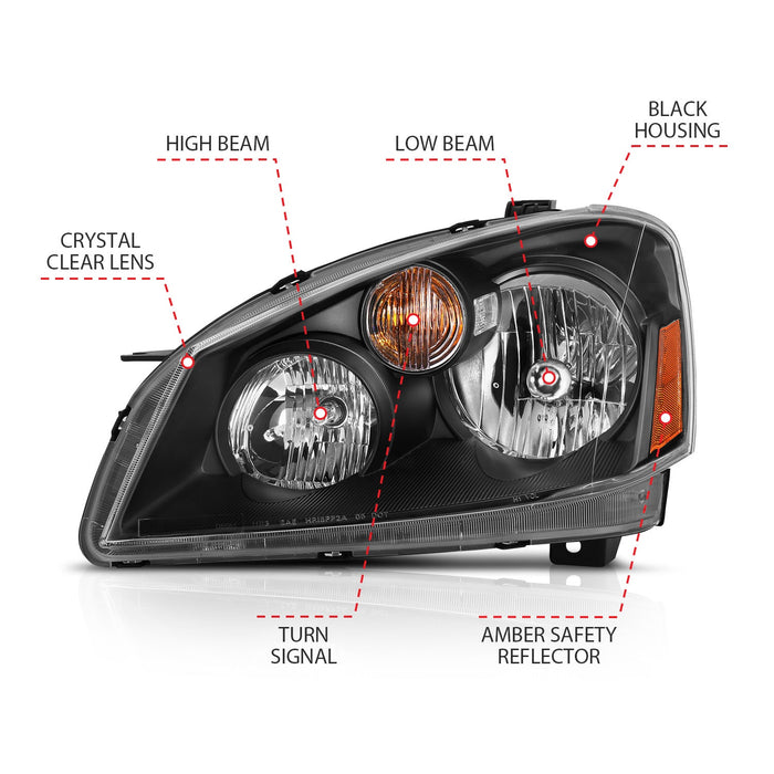 Anzo USA 121552 Crystal Headlight Set; Clear Lens; Black w/Amber Housing; Pair; - Truck Part Superstore