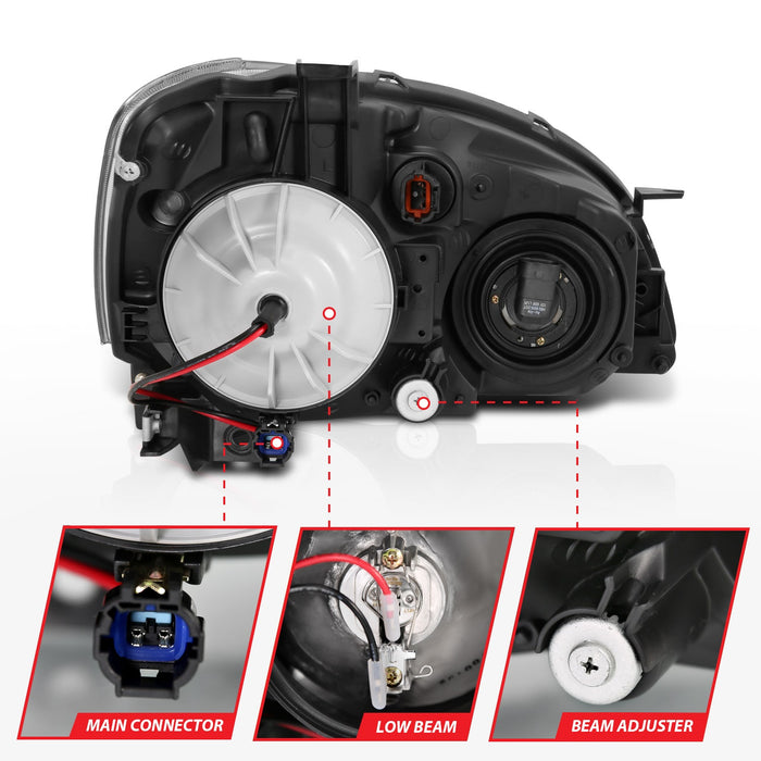 Anzo USA 121552 Crystal Headlight Set; Clear Lens; Black w/Amber Housing; Pair; - Truck Part Superstore