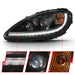 Anzo USA 121553 Projector Headlight Set w/Halo; w/Plank Style Switchback; Black w/Amber; Pair; - Truck Part Superstore
