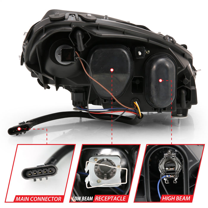 Anzo USA 121553 Projector Headlight Set w/Halo; w/Plank Style Switchback; Black w/Amber; Pair; - Truck Part Superstore
