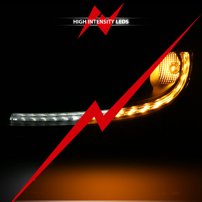 Anzo USA 121553 Projector Headlight Set w/Halo; w/Plank Style Switchback; Black w/Amber; Pair; - Truck Part Superstore