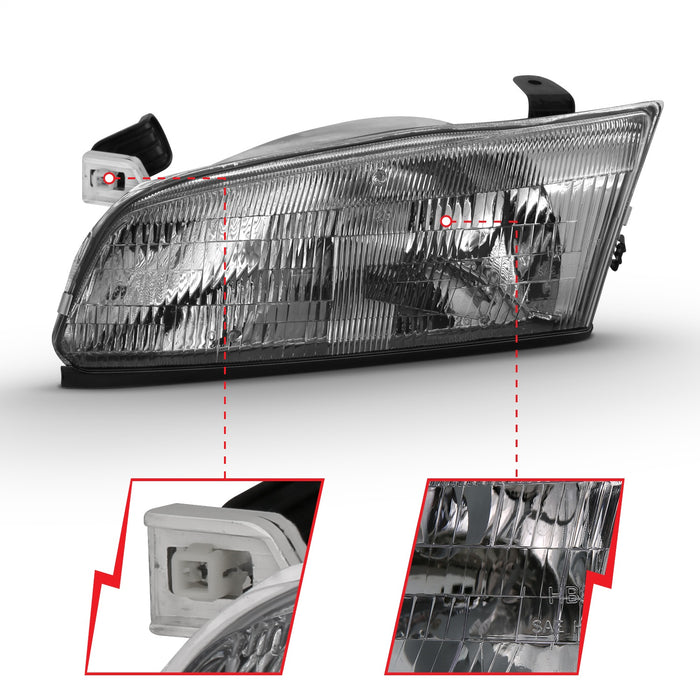 Anzo USA 121555 Crystal Headlight Set; Chrome w/Amber Housing; Pair; - Truck Part Superstore