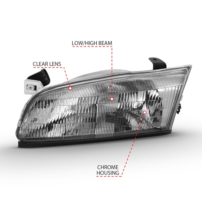 Anzo USA 121555 Crystal Headlight Set; Chrome w/Amber Housing; Pair; - Truck Part Superstore