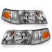 Anzo USA 121556 Crystal Headlight Set; Clear Lens; Chrome Housing; w/Bumper Light OE; Pair; - Truck Part Superstore
