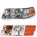 Anzo USA 121556 Crystal Headlight Set; Clear Lens; Chrome Housing; w/Bumper Light OE; Pair; - Truck Part Superstore