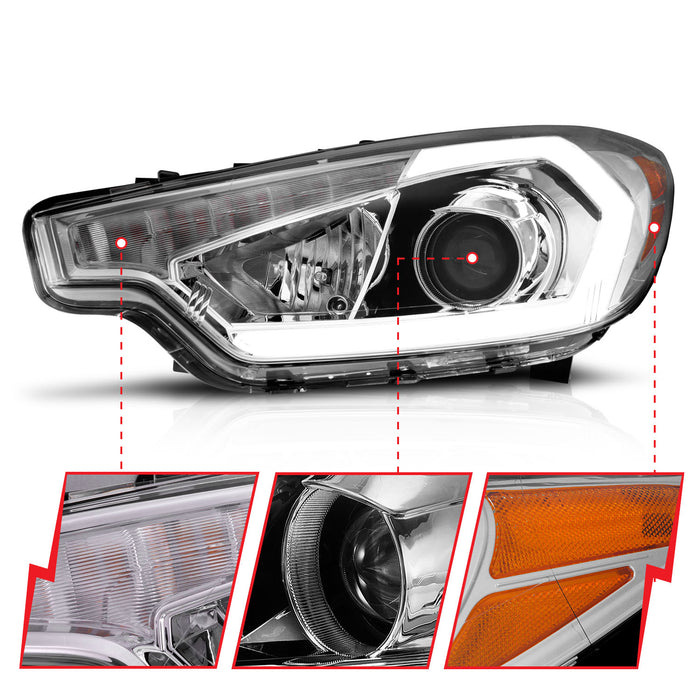 Anzo USA 121561 Projector Headlight Set; Chrome Housing; w/Light Bar; - Truck Part Superstore