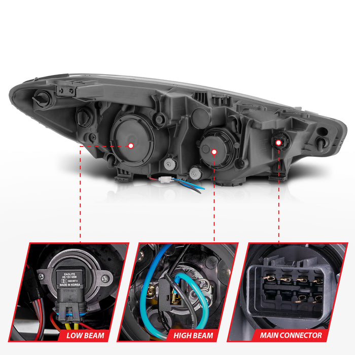 Anzo USA 121561 Projector Headlight Set; Chrome Housing; w/Light Bar; - Truck Part Superstore