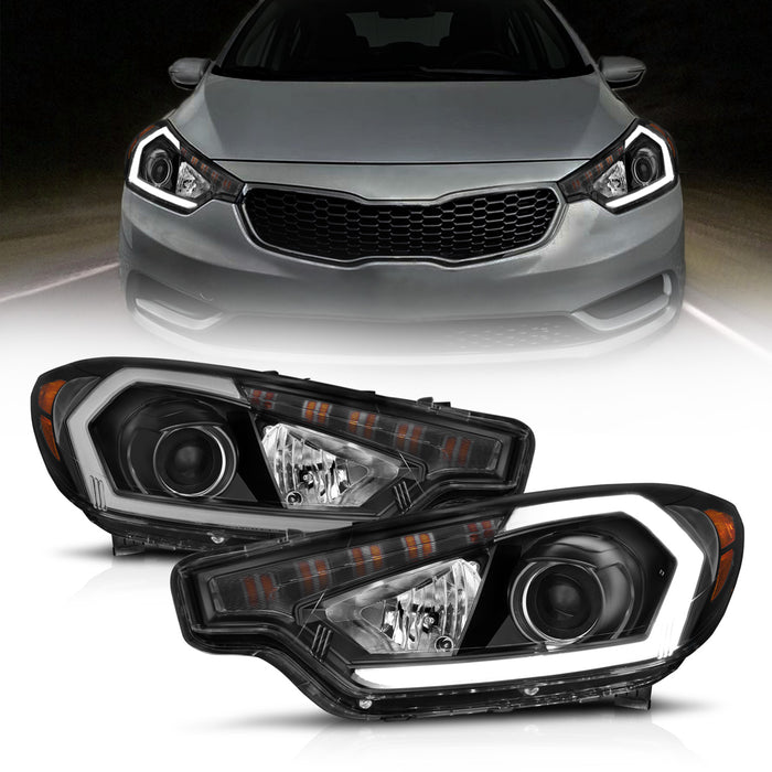 Anzo USA 121562 Projector Headlight Set; Black Housing; w/Light Bar; w/DRL; - Truck Part Superstore