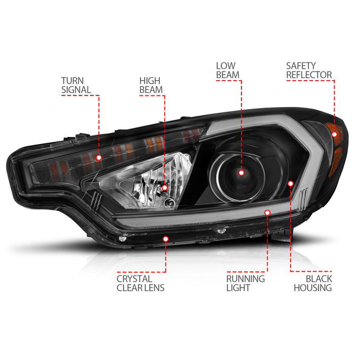 Anzo USA 121562 Projector Headlight Set; Black Housing; w/Light Bar; w/DRL; - Truck Part Superstore