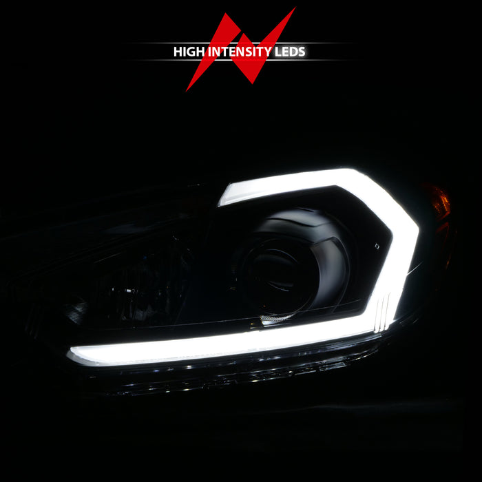 Anzo USA 121562 Projector Headlight Set; Black Housing; w/Light Bar; w/DRL; - Truck Part Superstore