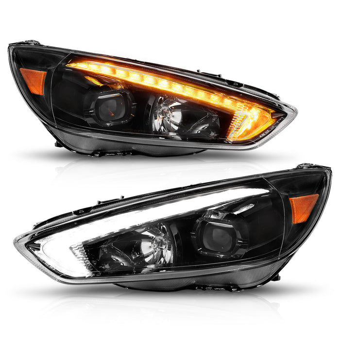Anzo USA 121564 Projector Headlight Set; w/Light Bar Switchback; Black Housing; w/DRL; - Truck Part Superstore
