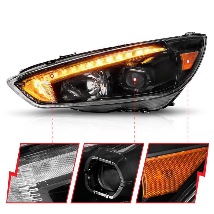 Anzo USA 121564 Projector Headlight Set; w/Light Bar Switchback; Black Housing; w/DRL; - Truck Part Superstore