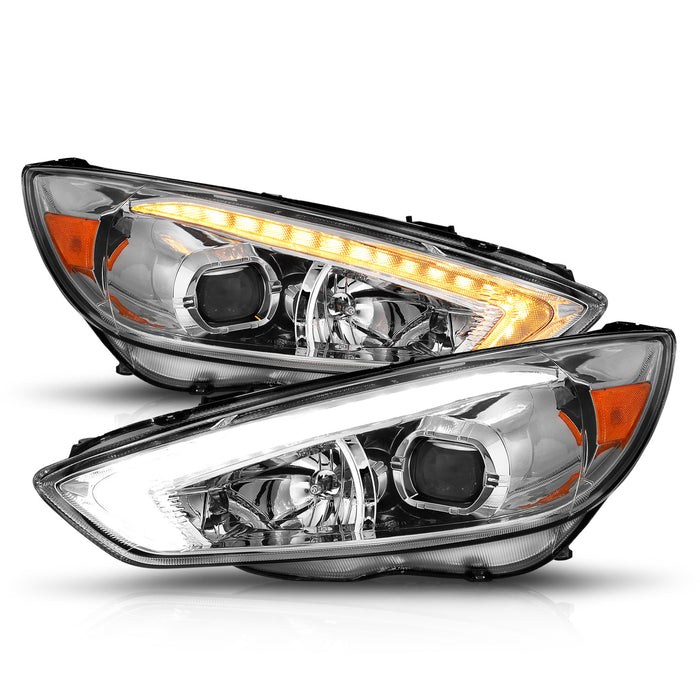 Anzo USA 121565 Projector Headlight Set; w/Light Bar Switchback; Chrome Housing; w/DRL; - Truck Part Superstore