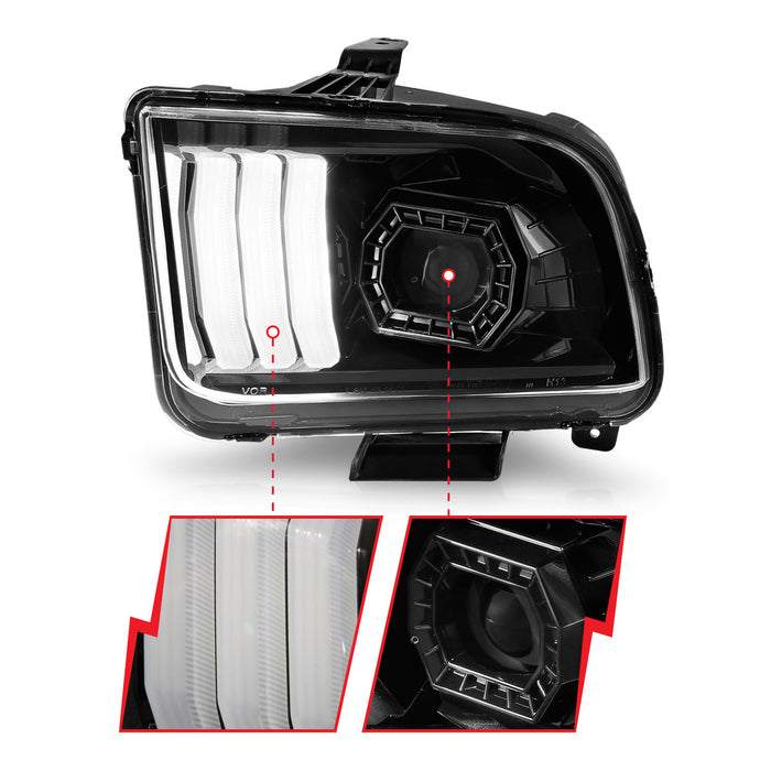 Anzo USA 121566 Projector Headlight Set; Black Housing; Pair; w/Light Bar; Pair; - Truck Part Superstore