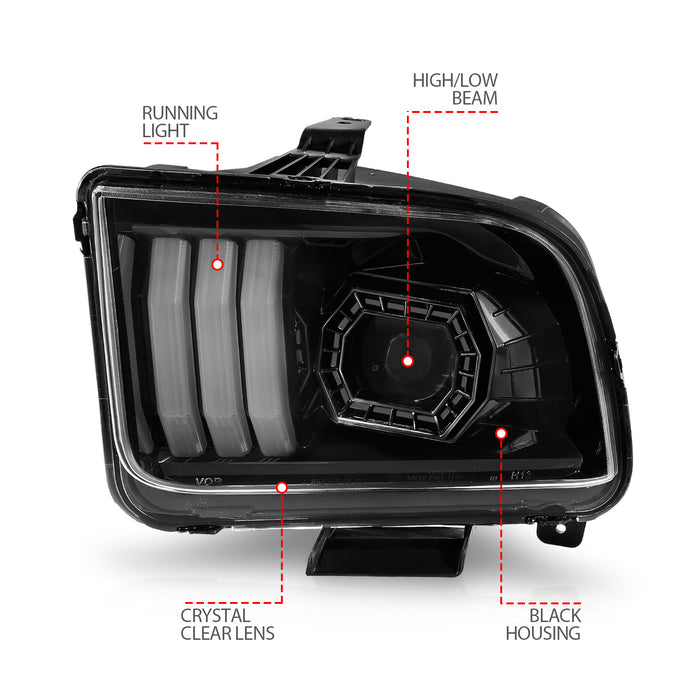 Anzo USA 121566 Projector Headlight Set; Black Housing; Pair; w/Light Bar; Pair; - Truck Part Superstore